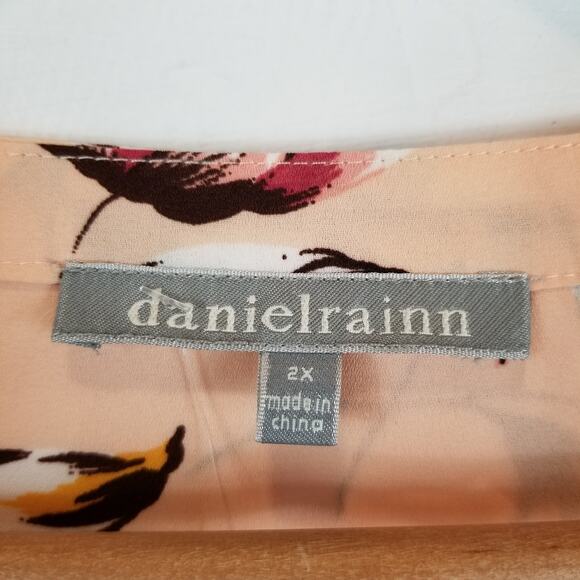 Daniel Rainn NWT Women's Koda Split Neck Popover Blouse Peach Floral Size 2X - Picture 3 of 8
